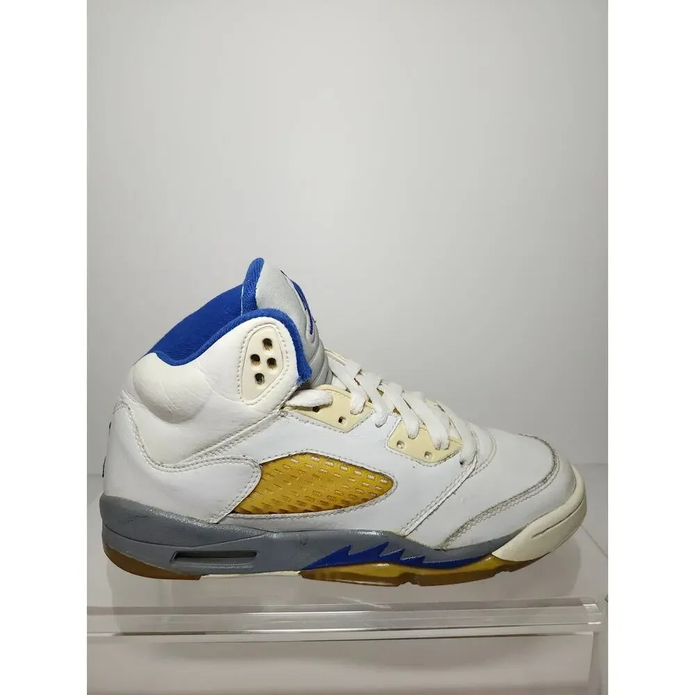 Air Jordan Boys 5 Retro Stealth Sneakers Kicks Sport Royal White Leather Size 6Y